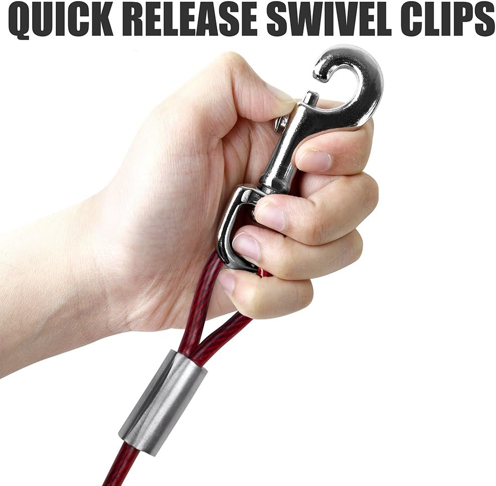 BV Dog Aerial Trolley System Tie Out for Yard - 60ft Dog Run Cable with 10ft Pulley Runner Lead - Heavy Duty Reflective Cable for Dogs up to 125 lbs, Rust-Resistant & Tangle-Free Outdoor Runner