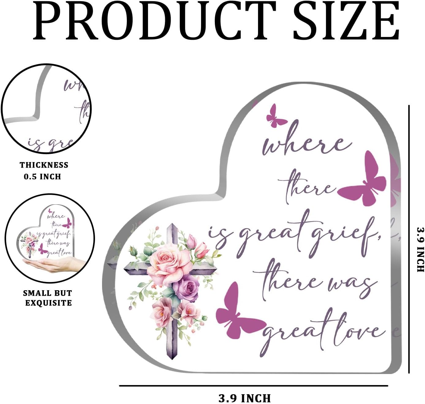 Sympathy Gifts for Loss of Loved One Bereavement Decor Sign Memorial Gifts for Loss of Mother Father Condolence Acrylic Plaque with Remembrance Quote