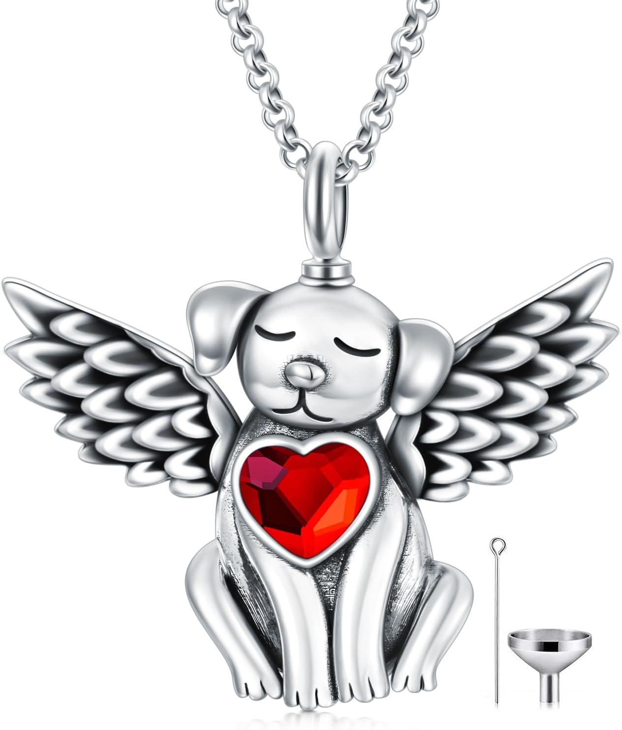 AOBOCO 925 Sterling Silver Dog/Cat Urn Necklace for Ashes Pet Cremation Keepsake Necklace Memorial Jewelry Gift for Women