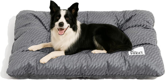 FUNNY FUZZY Washable XL Dog Crate Bed for Extral Large Dogs,Reversible Plush Flat Dog Bed Mat, Pillows,Soft Comfy Kennel Pad,Pet Sleeping Mattress,Pet Cushion,42" × 28", Charcoal Grey