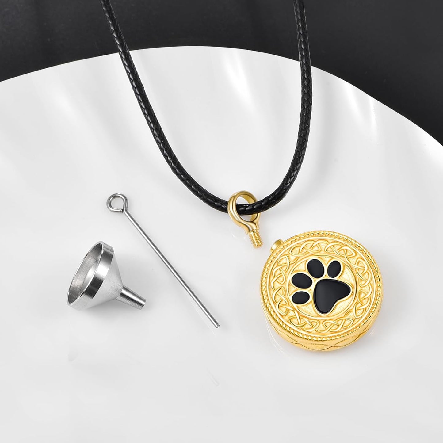 Dreamboat Pet Urn Necklace for Dog Cat Ashes 925 Sterling Silver Paw Print Cremation Keepsake Pendant Celtic Knot Memorial Jewelry Gifts for Women Men