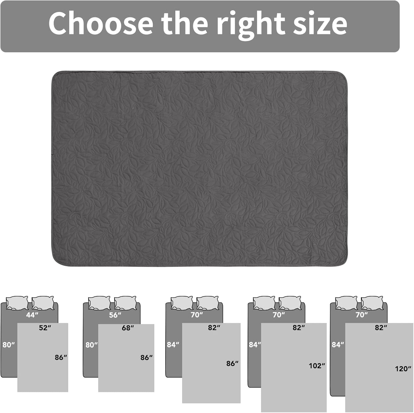 Easy-Going Waterproof Dog Bed Cover Reversible Leak Proof Pet Blanket Replacement Mat for Furniture Washable Couch Cover Sofa Cover for Dogs Cat(52x86 Inch, Gray/Light Gray)
