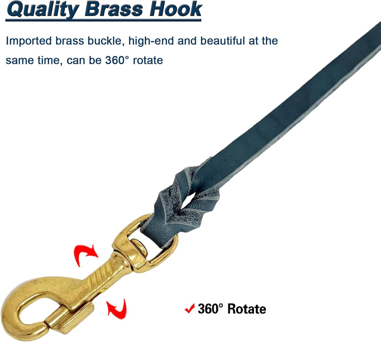 LWBMG Leather Dog Leash 4ft x 1/2 inch, Leather Dog Leash for Small Dogs, Strong Durable Handmade Braided Pet Lead, Soft and Comfortable Puppy Training Leashes for Small Medium Dogs Blue