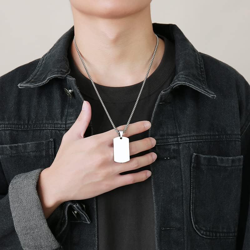 VNOX Personalized Customizable Photo Text Cremation Urn Necklace for Ashes Holder Dog Tag Pendant Family Pet Memorial Keepsake Jewelry for Men Women