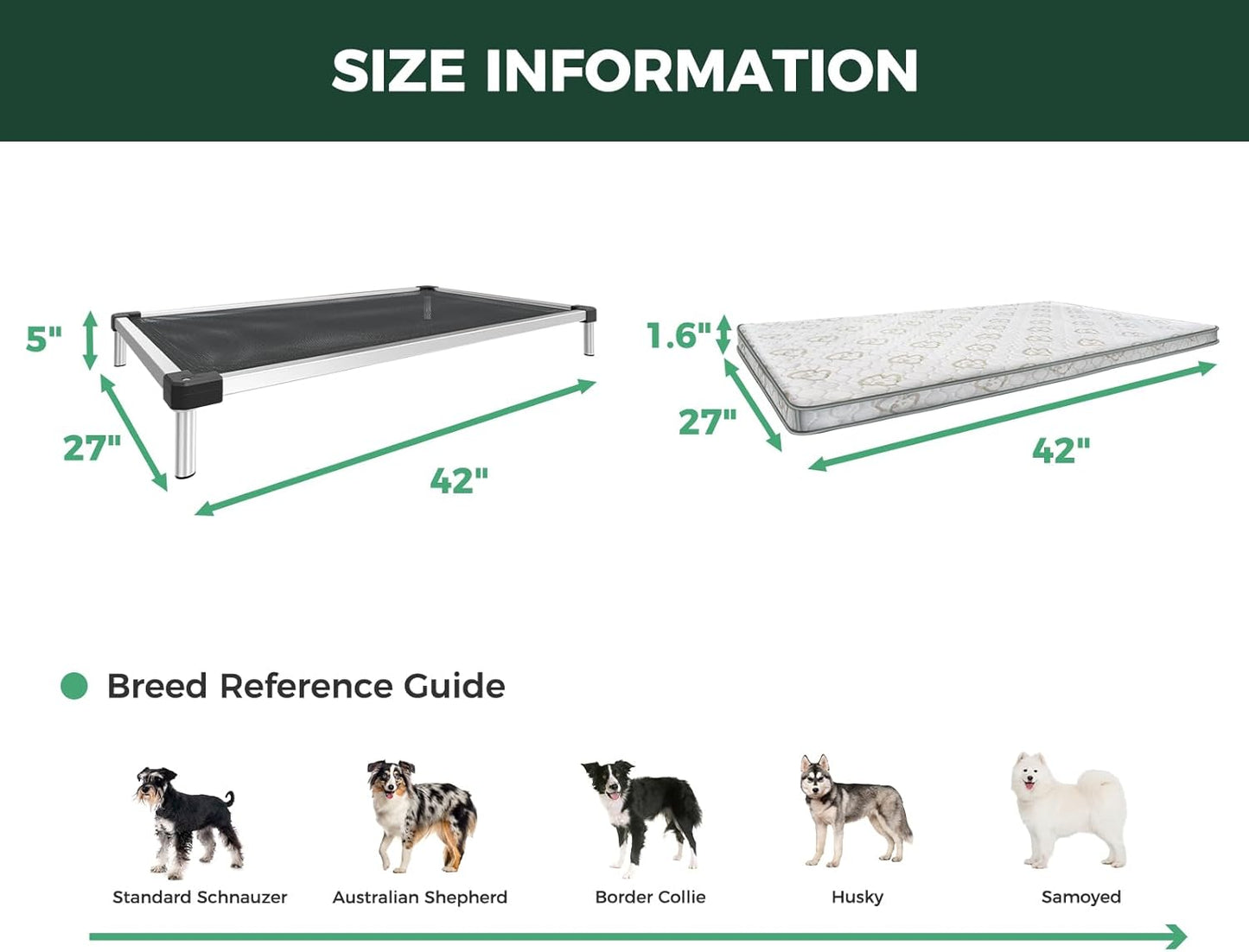 FXW TitanNest Chew-Proof Elevated Dog Bed, Raised Cot for Indoor/Outdoor/Camping Use, Durable & Waterproof Cooling Pet Bed with Exclusive Cover for Medium Dogs, 42.0" L x 27.0" W x 5.0" H, Black