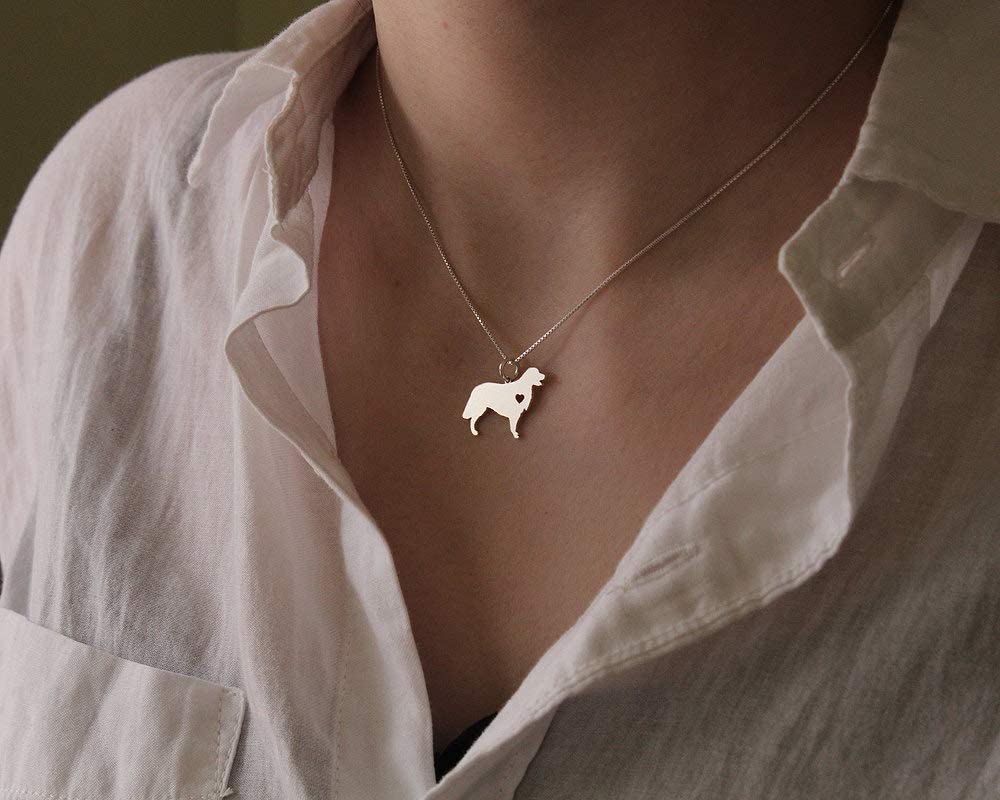 Golden Retriever necklace sterling silver dog breeds pendant w/Heart - Love Pet Jewelry Italian chain Women Best Cute Gift Personalized