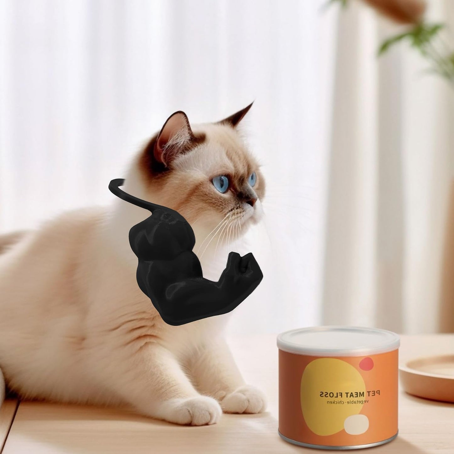 Creative Cat Muscle Arms,3D Printed Cat's Neck Arm with Muscle,Funny Pet Props Hanging Arm for Kitten Birthday Party Supplies,Funny Halloween Costume Prop Adjustable Lightweight Design (Black)