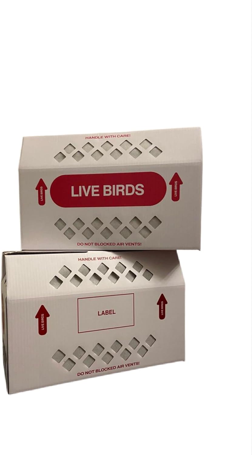 Live Bird Shipping Box Less Expensive Size 18" x 8" x 12" Tall-with Handle for Poultry, Pigeons, & Canaries - 2 Boxes
