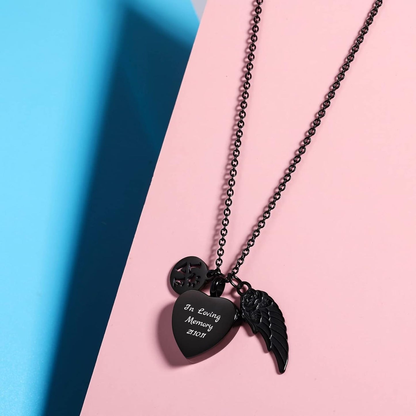 Personalized Urn Necklace for Pet Ashes Custom Photo/Name/Date Paw Print Pendant for Women Men Cremation Jewelry Memorial Keepsake for Dog/Cat/Pet Urn Necklace with Funnel Fill Kit