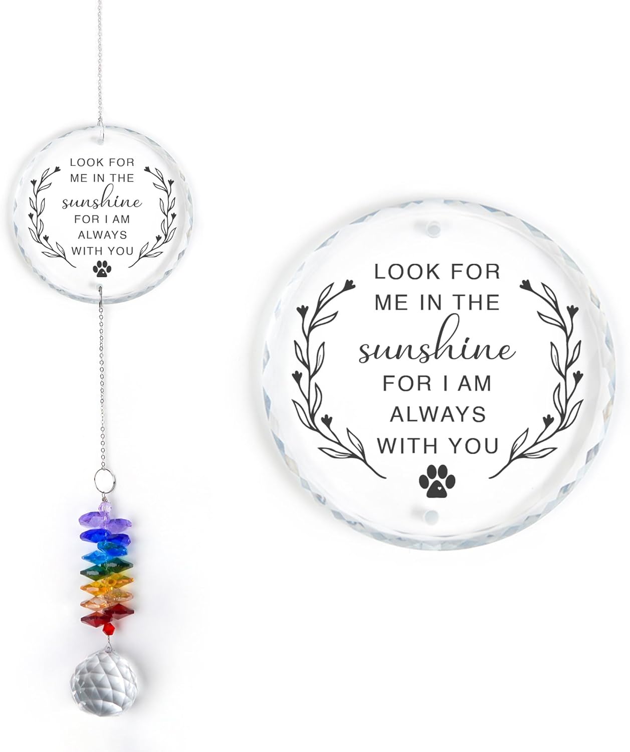 Pet Memorial Suncatcher - Dog Cat Loss Sympathy Gift - Rainbow Crystal Prism - Bereavement Keepsake - Pet Lover Gift - Daily Remembrance - Suncatcher Ornament