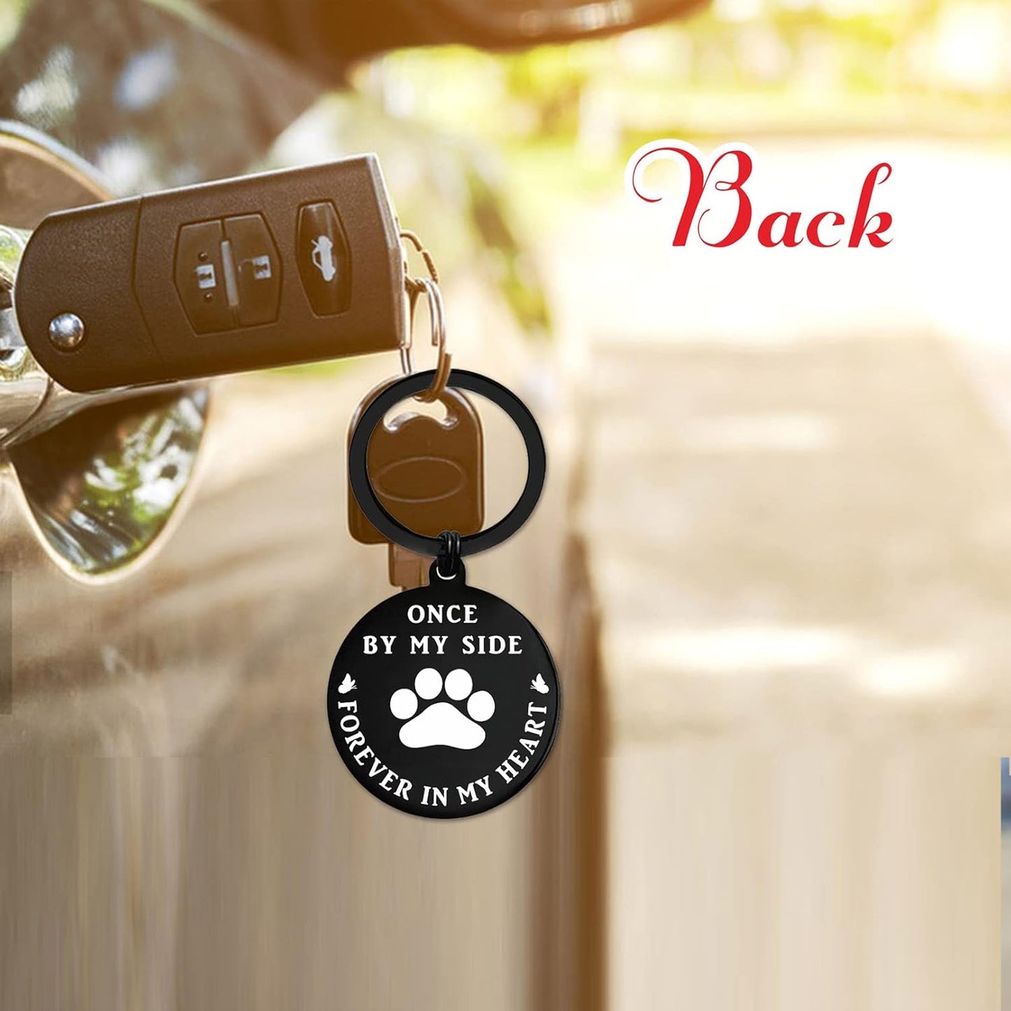 ENGZHI Rainbow Bridge Pet Memorial Keychain Gifts - Once By My Side Forever In My Heart - Loss of Pet Sympathy Bereavement Gift Dog Cat