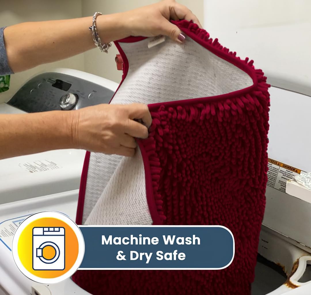 Muddy Mat® Original Dog Door Mat for Muddy Paws, Super Absorbent Microfiber, Non-Slip Washable Pet Rug, Quick Dry Chenille Entryway Carpet, Machine Washable Indoor Outdoor mat, Maroon 18"x28"