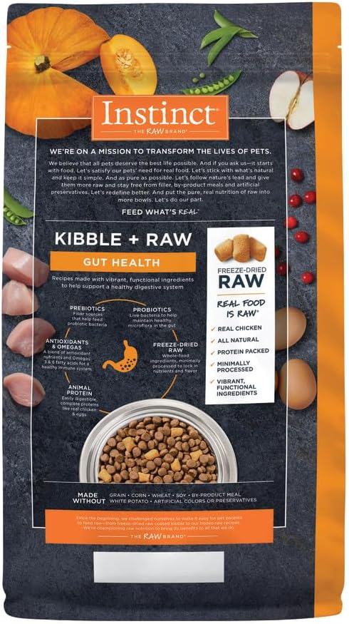 Instinct Raw Boost Gut Health, Natural Dry Dog Food with Freeze Dried Pieces, Grain Free Recipe - Real Chicken, 3.5 lb. Bag