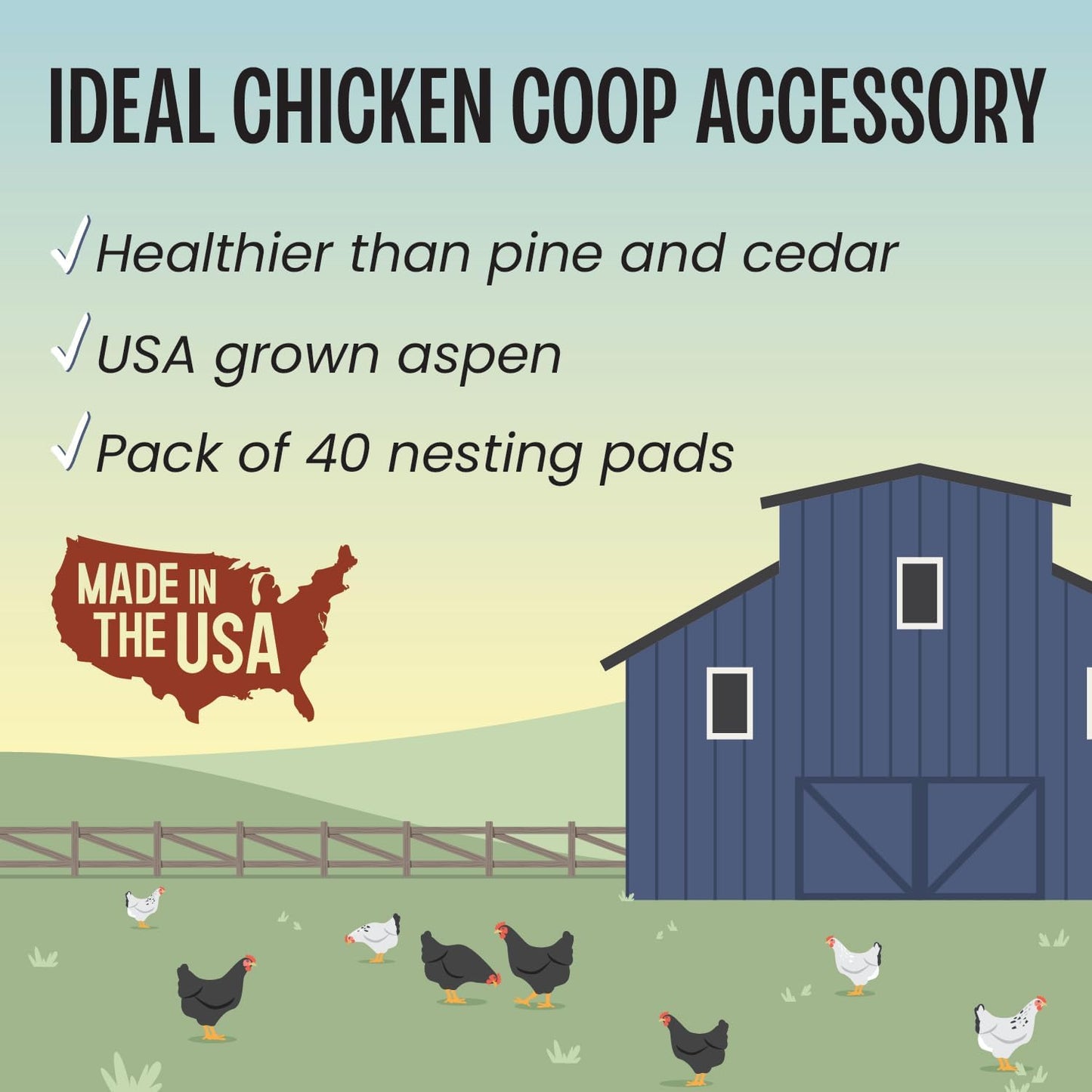 MagJo Pet Natural Aspen Shaving Nesting Liners (40 Pack) - Brown, 13" x 13" - Chicken Coop Litter - Aspen Bedding