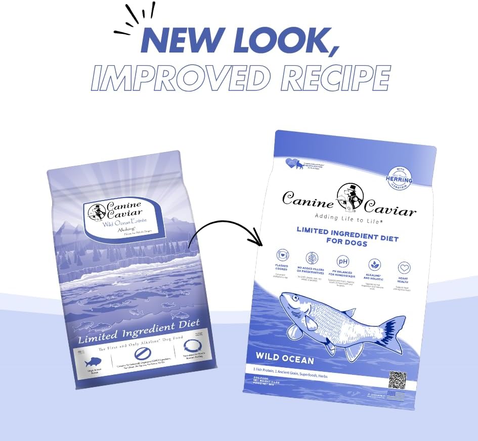 Canine Caviar - Wild Ocean: Herring & Teff Alkaline Dry Dog Food, Limited Ingredients, Gluten-Free, Based on Science & Research, Veterinary Alternative Diet (11 Pound Bag)