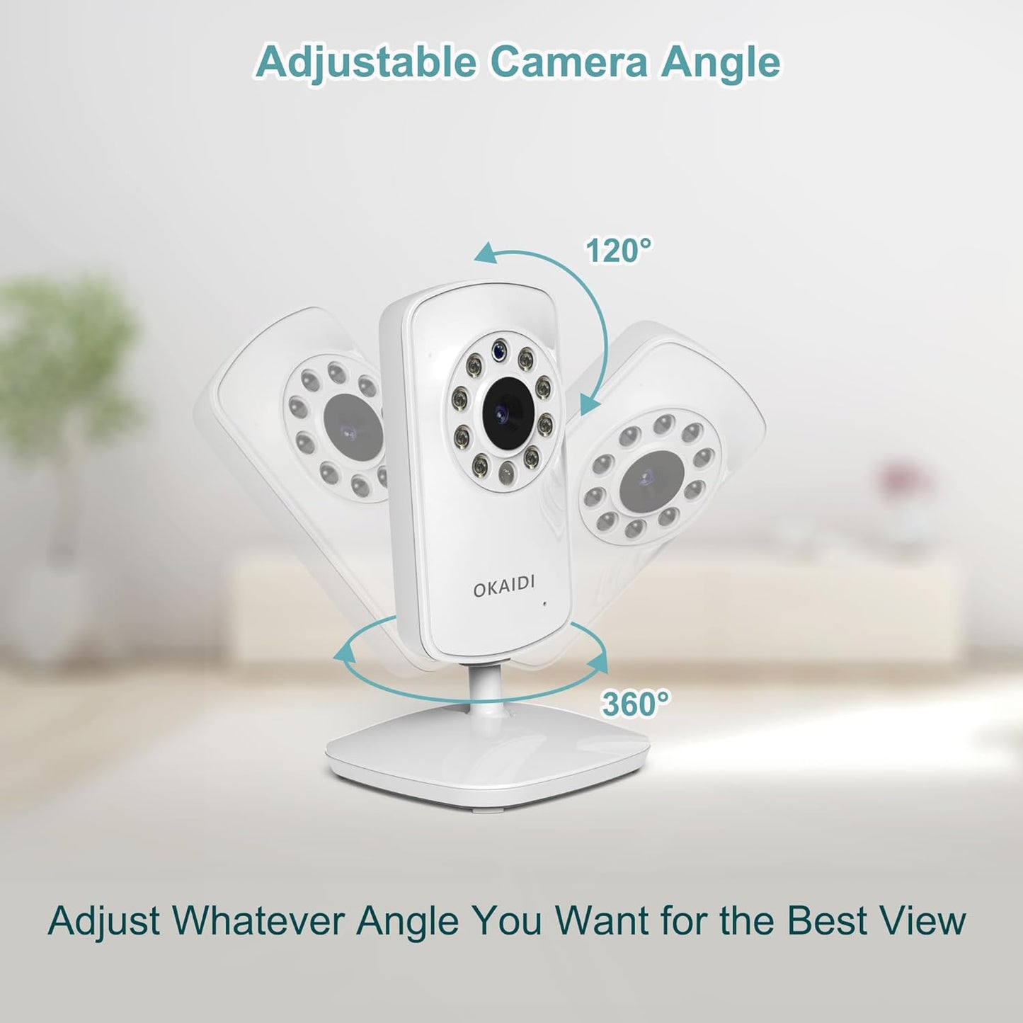 OKAIDI Video Baby Monitor with Camera and Audio, 2.4'' Portable Travel Baby Monitor No WiFi, Infrared Night Vision, VOX Mode, 1000ft Long Range, Ideal for Baby/Pet/Elderly