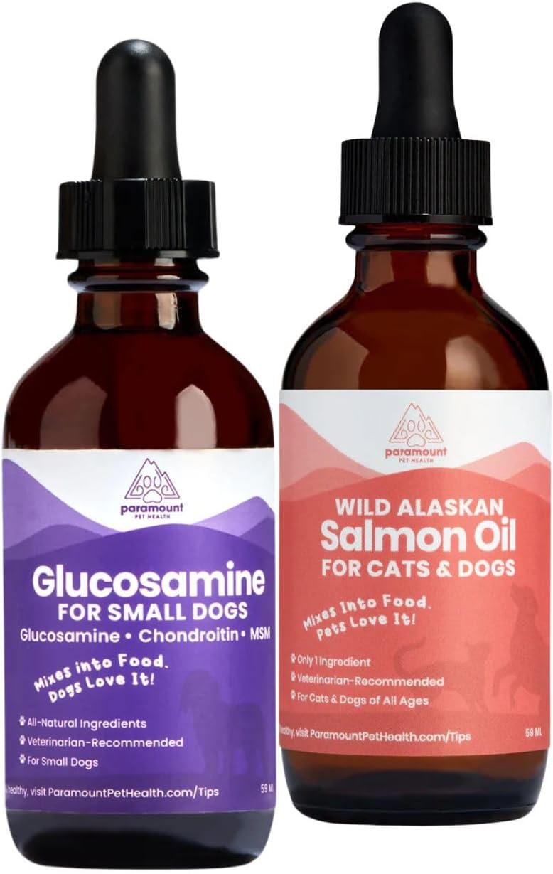 Paramount Pet Health Joint & Heart Wellness Bundle for Small Dogs: Liquid Glucosamine + Wild Alaskan Salmon Oil