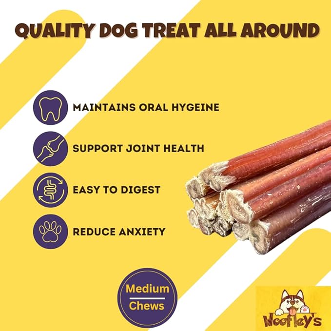 Woofley's 6 Inch Bully Sticks for Small Dogs - 100 Count - Safe, Easily Digestible Dog Chews