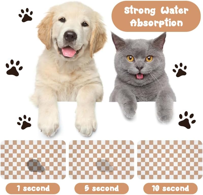 Dog Food Mats for Floors Waterproof, Pet Water Bowl Mats Pet Feeding Absorbent Placemats Plaid 17 * 30 inch