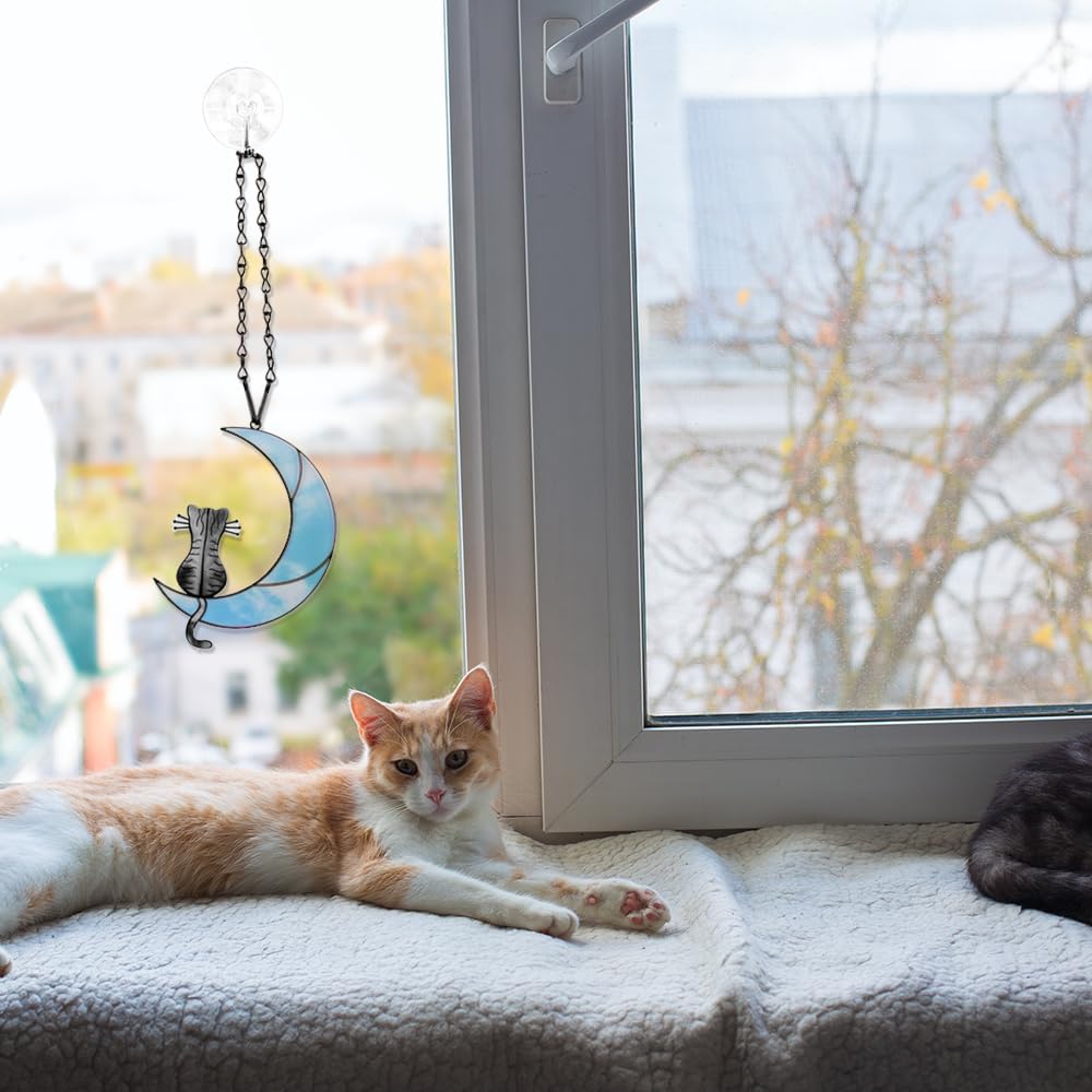 Callie Memorial Gifts for Cat Loss - Sympathy Suncatcher for Windows Hanging, Pet Decor for Cat Lovers (Grey)