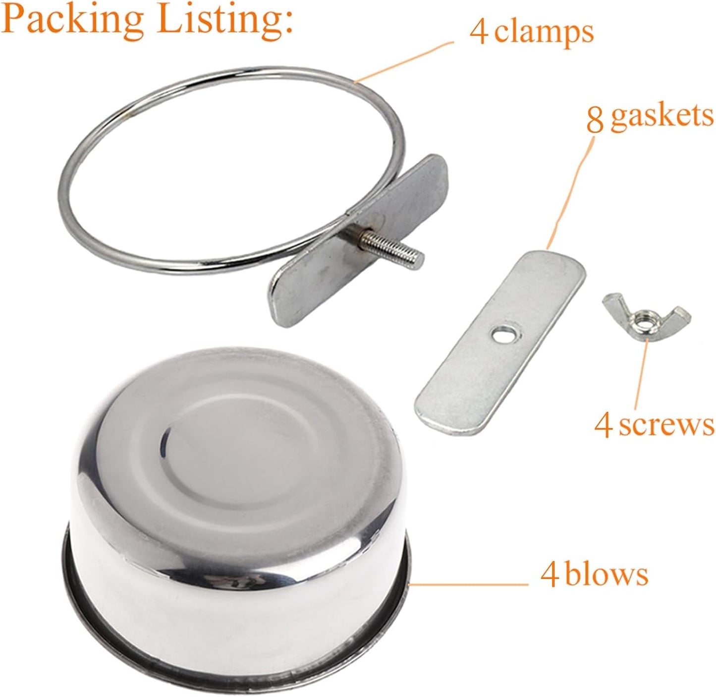 kathson 4 Pack Bird Feeding Dish Cups, Stainless Steel Parrot Feeders Water Cage Bowls with Clamp Holder Bird Feeders for Parakeet Cockatiels Conure Budgies Lovebird Finch and Small Animals