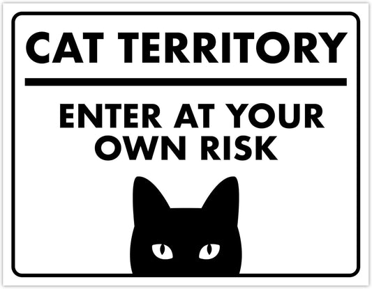 Cat Territory, Enter At Your Own Risk - Funny Cat Sign, Laminated - 8.5" x 11" - Perfect for Home Decor, Gift for Kitty Lovers, Warning Sign - ENVISIONED Signage