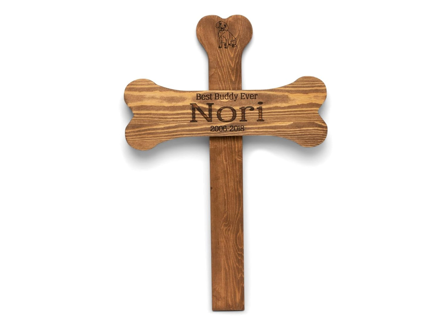 Memorial Cross with Pet Name | Personalized Wood Burial Grave Marker for Dogs
