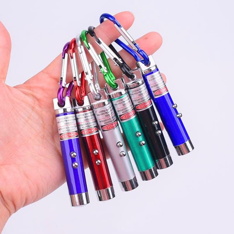 6 PCS Cat Toys Laser Pointer Mini Keychain Laser Pointer LED Flashlight Dog Cat Laser Toy Pet Remote Control Laser (6 Pcs Pack B)