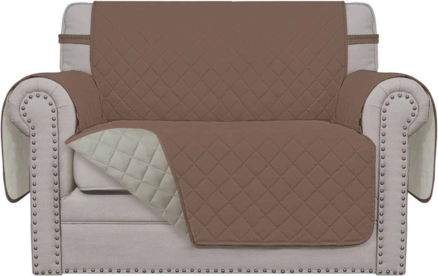 Easy-Going Oversized Chair Sofa Slipcover Reversible Sofa Cover Water Resistant Couch Cover Furniture Protector Cover with Elastic Straps for Pets Dog (Oversized Chair, Brown/Beige)