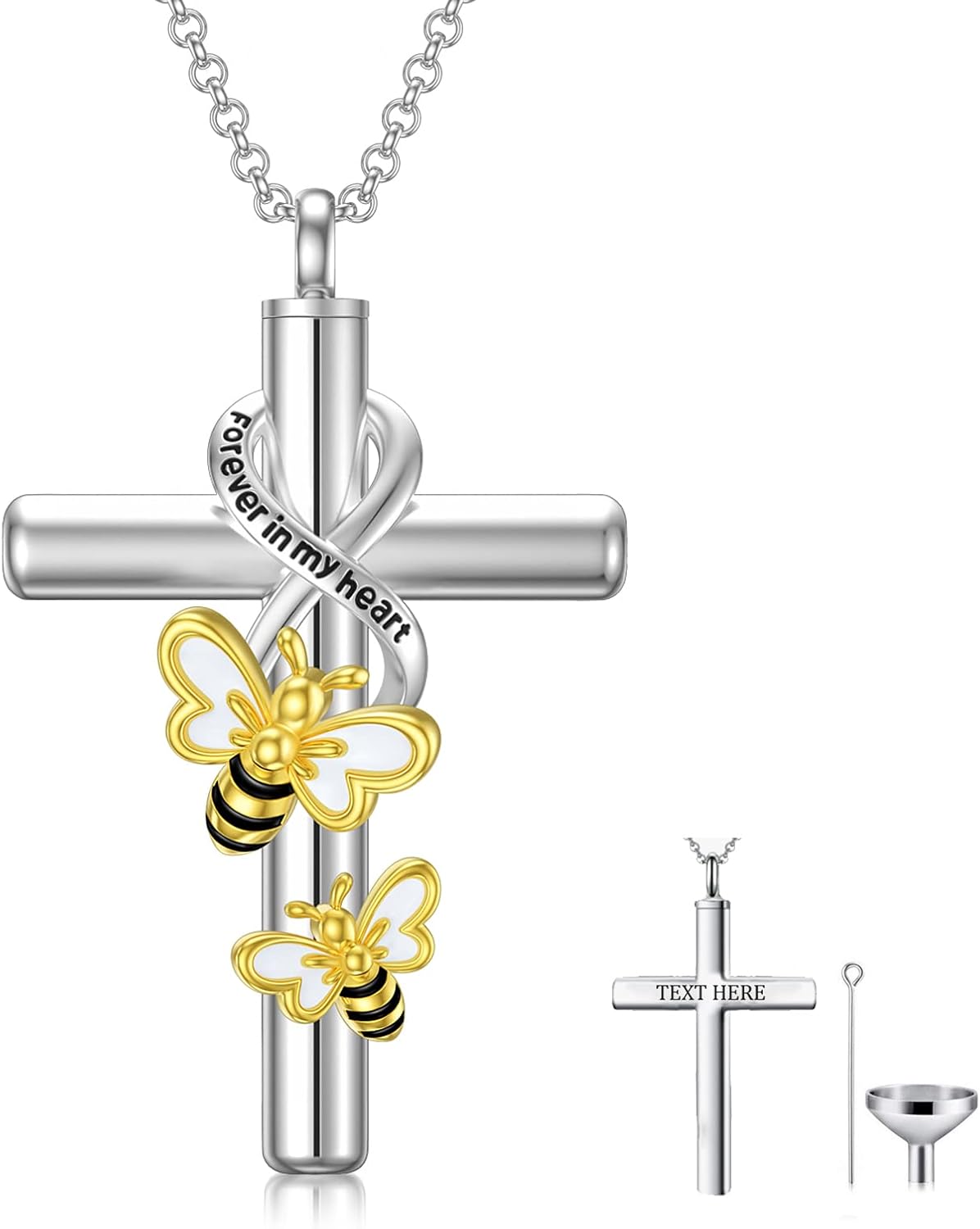 Cross Urn Necklace for Ashes 925 Sterling Silver Cremation Jewelry with Funnel Filler Kit Ashes Necklace for Human Women Girl Pets