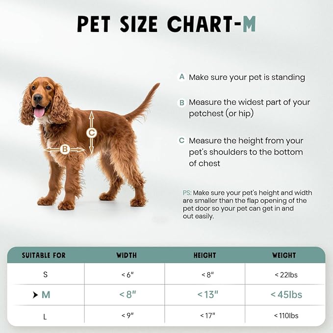 Dog Door For Door All Aluminum 3 Flaps, Medium Doggy Doggie Door, Cat Door Black, Heavy Duty Pet Door for Dogs Cats, With Insulation Flap, Telescoping Tunnel, Sliding Closing Panel, for Pet Up to 45lb