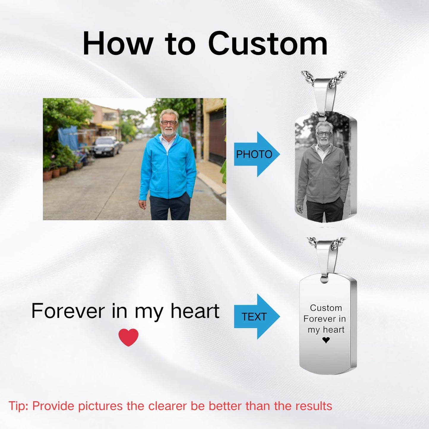 Personalized Ashes Necklace for Men Women Pet Custom Photo Text Urn Necklace Customized Engraving Holder Memorial Cremation Jewelry Keepsake Memorial Gifts