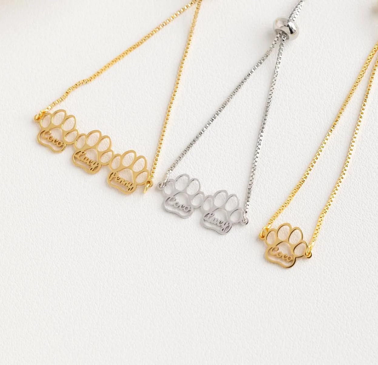 Personalized Pet Name Bracelet Dog/Cat Paw Bracelet Animal Friendly Jewelry Custom Pet Lover Gift Photo Projection Bracelet for Women Mom