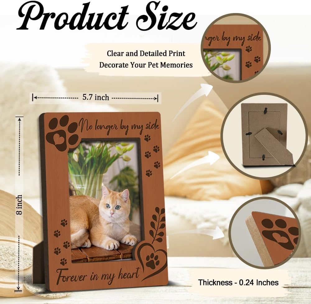 Cat Memorial Photo Frames Dog and Cat Loss Remembrance Gift Sympathy Keepsake for Pet Lovers Condolence Present for Pet Owner No Longer by my Side Forever in my Heart Picture Frames 4x6 Photo - YY001