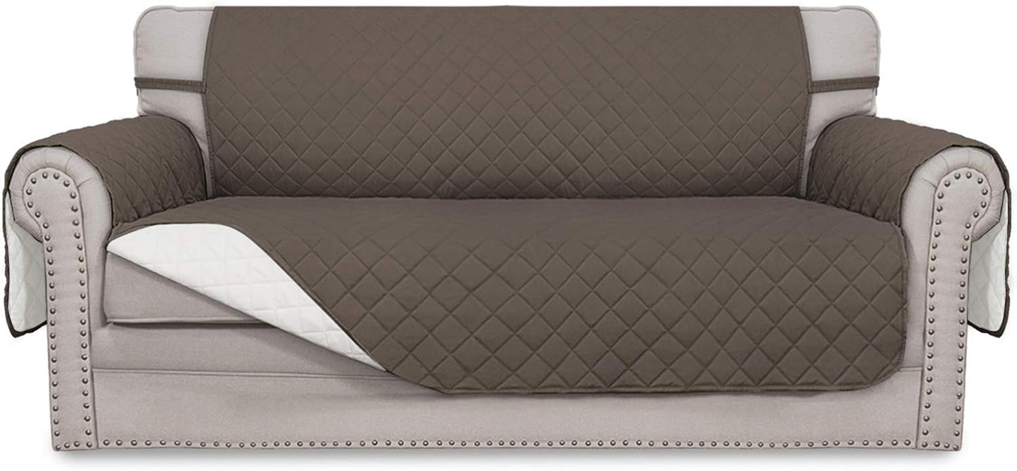 Easy-Going Sofa Slipcover Reversible Loveseat Sofa Cover Couch Cover for 2 Cushion Couch Furniture Protector with Elastic Straps for Pets Kids Dog Cat (Oversized Loveseat, Taupe/Ivory)