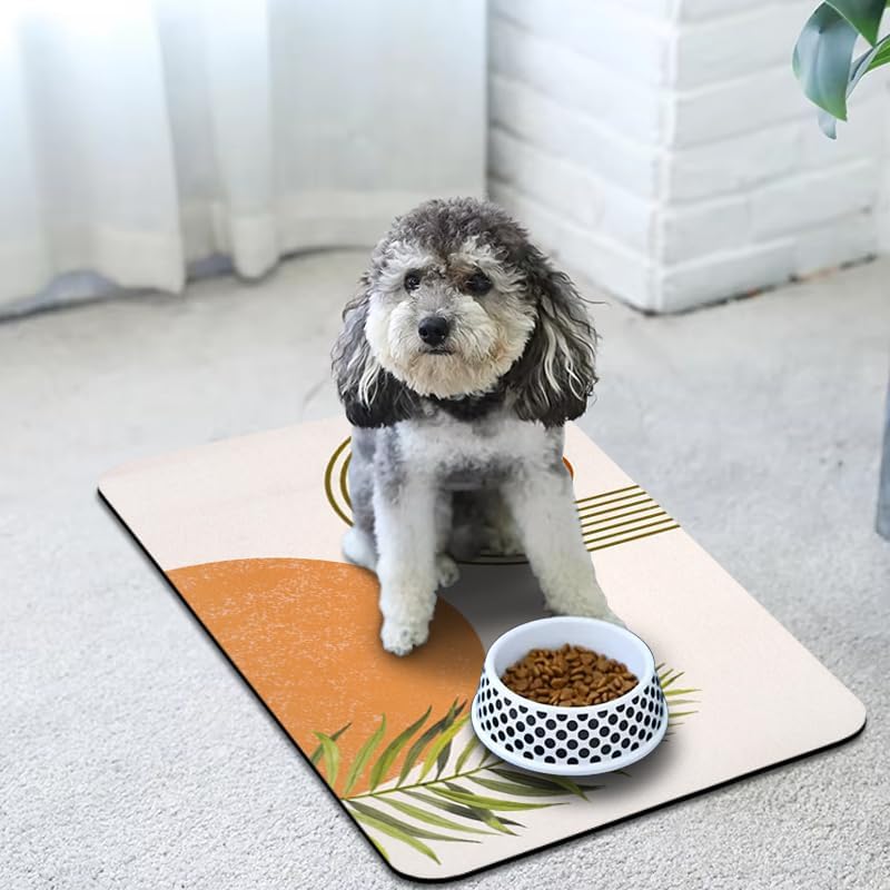 Dog Food Mats for Floors Waterproof, Cat Water Bowl Mats Pet Feeding Absorbent Placemats Bohemia 12 * 20 inch