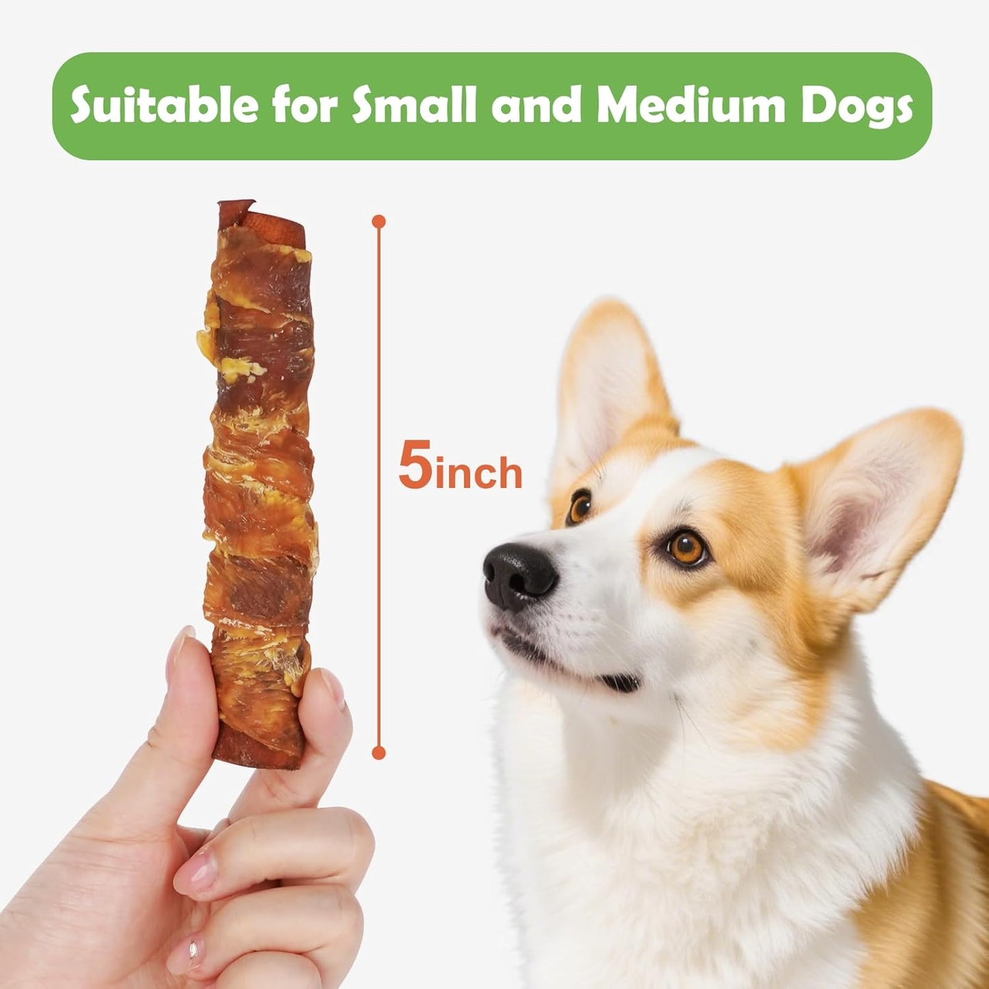 MON2SUN Dog Treats 5 Inch Chicken Wrapped Smoked Stuffed Rawhide Rolls with Chicken Liver, Rawhide Chews for Small and Medium Dogs, 21.2 oz (12 Count)