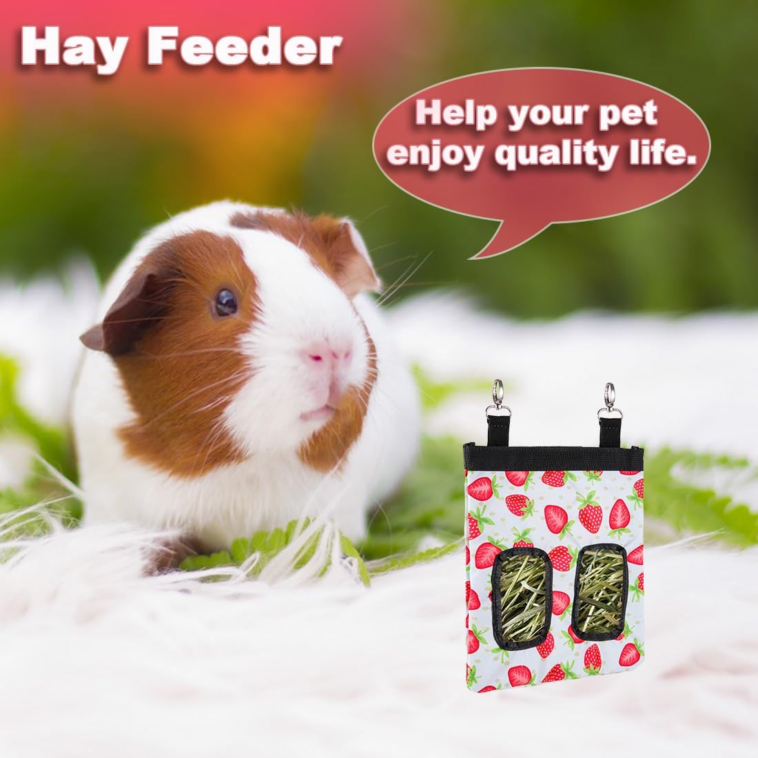 DZWLKJ Guinea Pig Hay Feeder, 600D Polyester, Rabbit Hay Feeder Bag, S -10"x 8"x 0.2", Guinea Pig, Chinchilla, Hamsters, Small Pets, 1 Pack, Lightweight