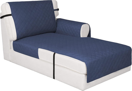 Easy-Going Reversible Chaise Lounge Couch Cover Water Resistant Sofa Cover Sectional L Shaped Sofa Slipcover with Adjustable Straps Furniture Protector for Dogs (115X34 in, Dark Blue/Dark Blue)