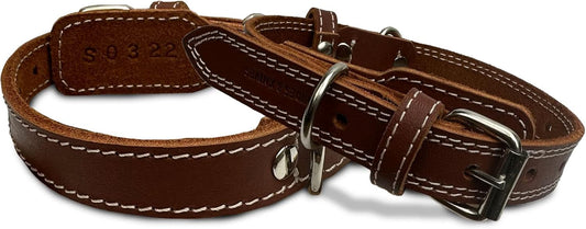 Hides & Knives Leather Dog Collar with Reinforced Hardware, Heavy Duty Dog Collars for All Breeds, Made of Top Grain Genuine Leather That is Soft & Durable (Brown, SM)