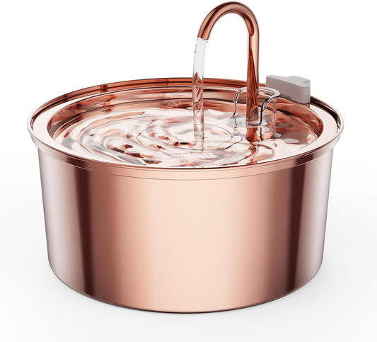 Tomxcute Cat Water Fountain, 3.2L/108oz Automatic Stainless Steel Pet Fountain Dog Water Dispenser, Ultra-Quiet Pump and 3 Replacement Filters & for Cats, Dogs, Multiple Pets