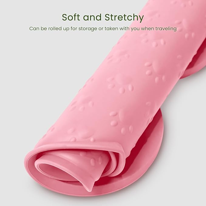 Dog Food Mat Anti-Slip Silicone Dog Bowl Mat Thicker Pet Placemat Waterproof Cat Feeder Pad with Raised Edge Puppy Kitten Feeding Mats Suitable Small Medium-Sized Dogs Cats Eating Tray
