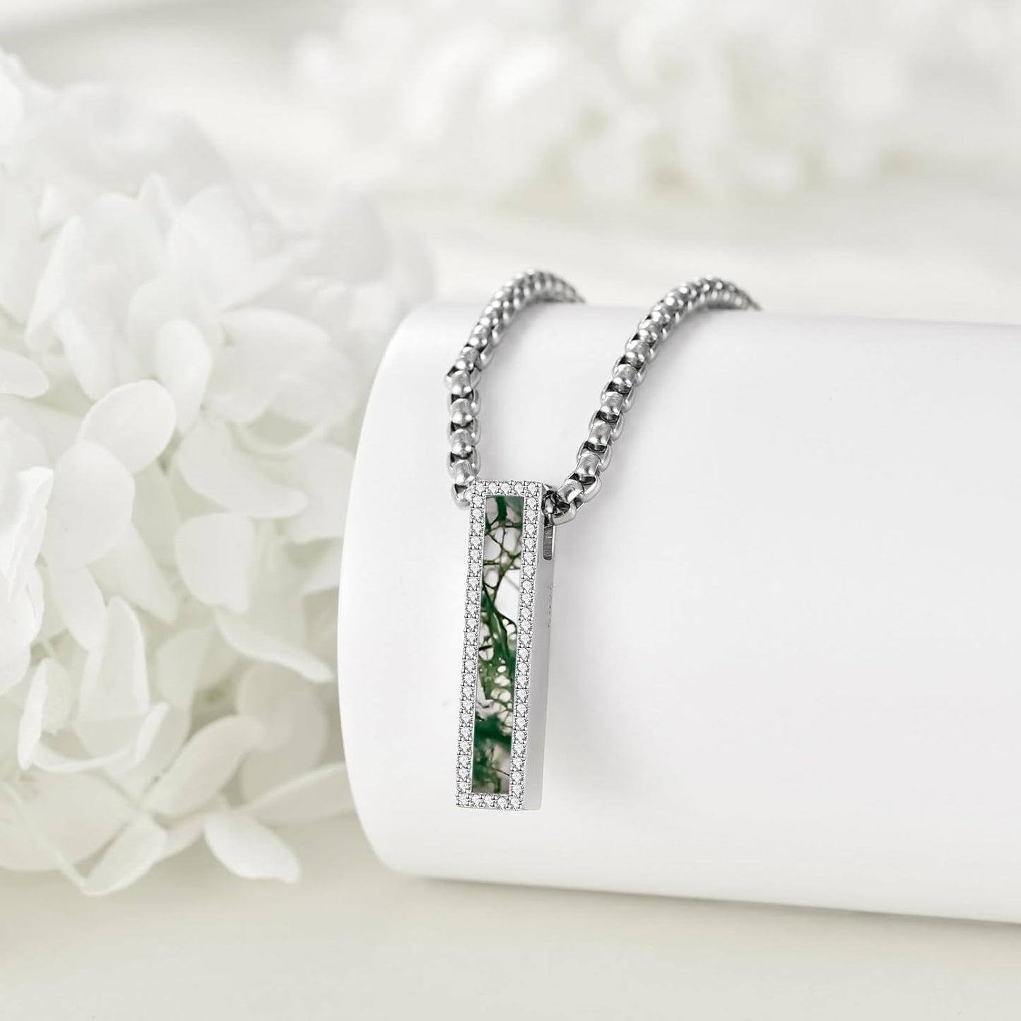 Urn Necklaces for Ashes Sterling Silver 3D Vertical Bar Memorial Pendant for Loved Ones Keepsake Cremation Jewelry Gifts for Women Men