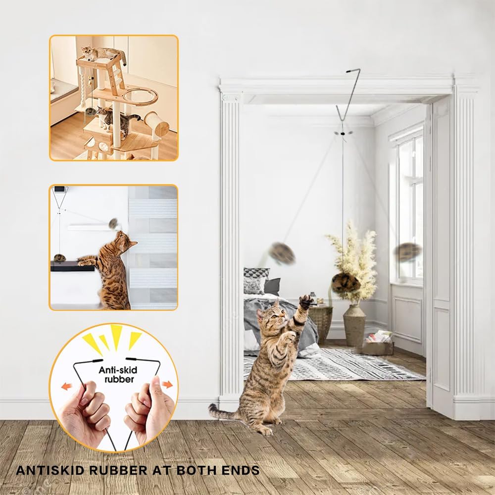 Cat Toys for Indoor Cats,Interactive Door Hanging Cat Toys Attached with Catnip/Feathers/Birds/Mouse Toys for Cats/Kitten Toys(3 Pack)