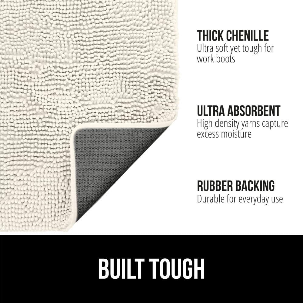 GORILLA GRIP Dog Doormat, Absorbent Doormats for Muddy Dogs Paws, 48x30 Machine Washable Soakstopper Rugs, Cleaner Floors, US Designed Pet Bed Door Mat, Indoor Entrance Pets Rug, Cream