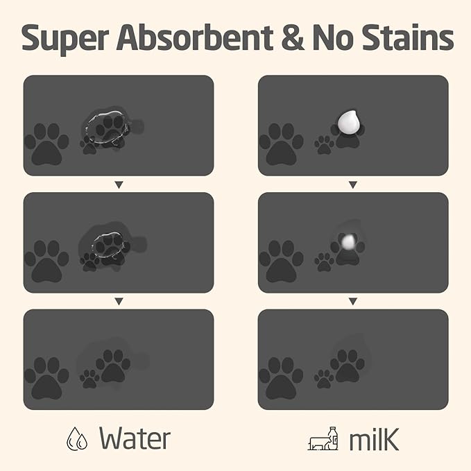 Pet Feeding Mats-Absorbent Dog Mat for Food and Water Bowl, Dog Accessories Pet Supplies, Quick Dry No Stains Water Dispenser Mat for Pet, Non-Slip Bowl mat for Messy Drinkers