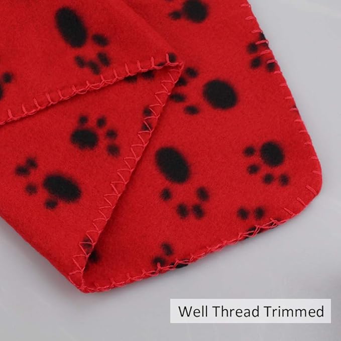Comsmart Dog Blankets for Small Dogs, 6 Pack Puppy Blanket Cute Paw Print Pet Blanket for Dog, Puppy, Cat, Kitten, 39x35 inches, Red