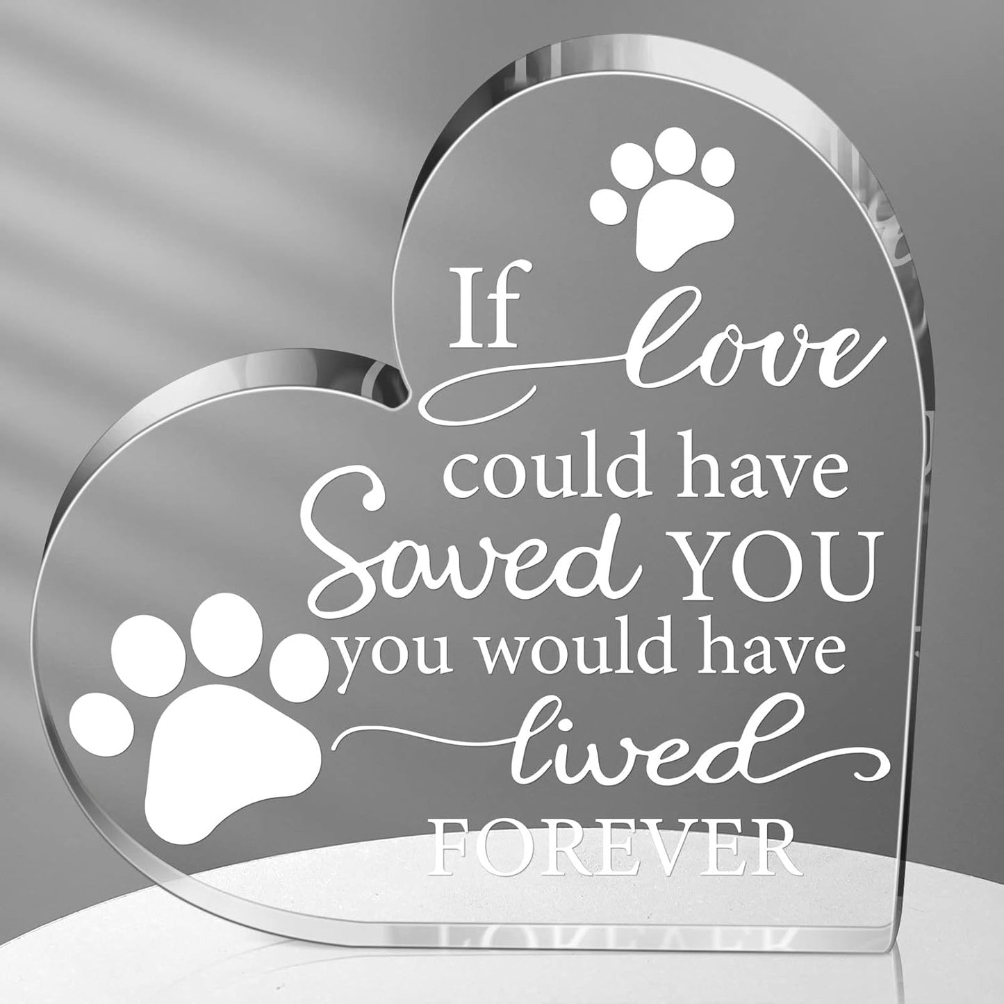 Chunful Pet Memorial Gift Pet Keepsake Sympathy for Loss Remembrance Cat Memorial Bereavement Crystal Acrylic Heart Decor Crystal Acrylic Heart Condolence Gifts for Loss of Loved One(If Love Could)