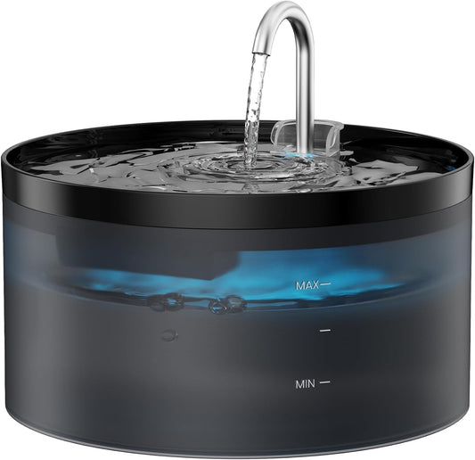 Cat Water Fountain Pet Fountain: Cat Water Dispenser - 108oz/3.2L Automatic Pet Drinking Waterer Bowls Indoor - Quiet Dog Dispenser - Black Faucet Dog Bowl - Easy Cleaning