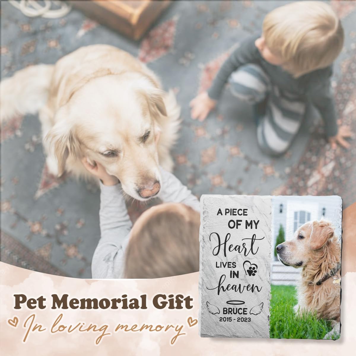 Dog Passing Away Gifts - Pet Memorial Stone - Personalized Square Shaped Pet Memorial Stones for Dogs - Dog Memorial Gifts for Loss of Dog - Cat Memorial Stone